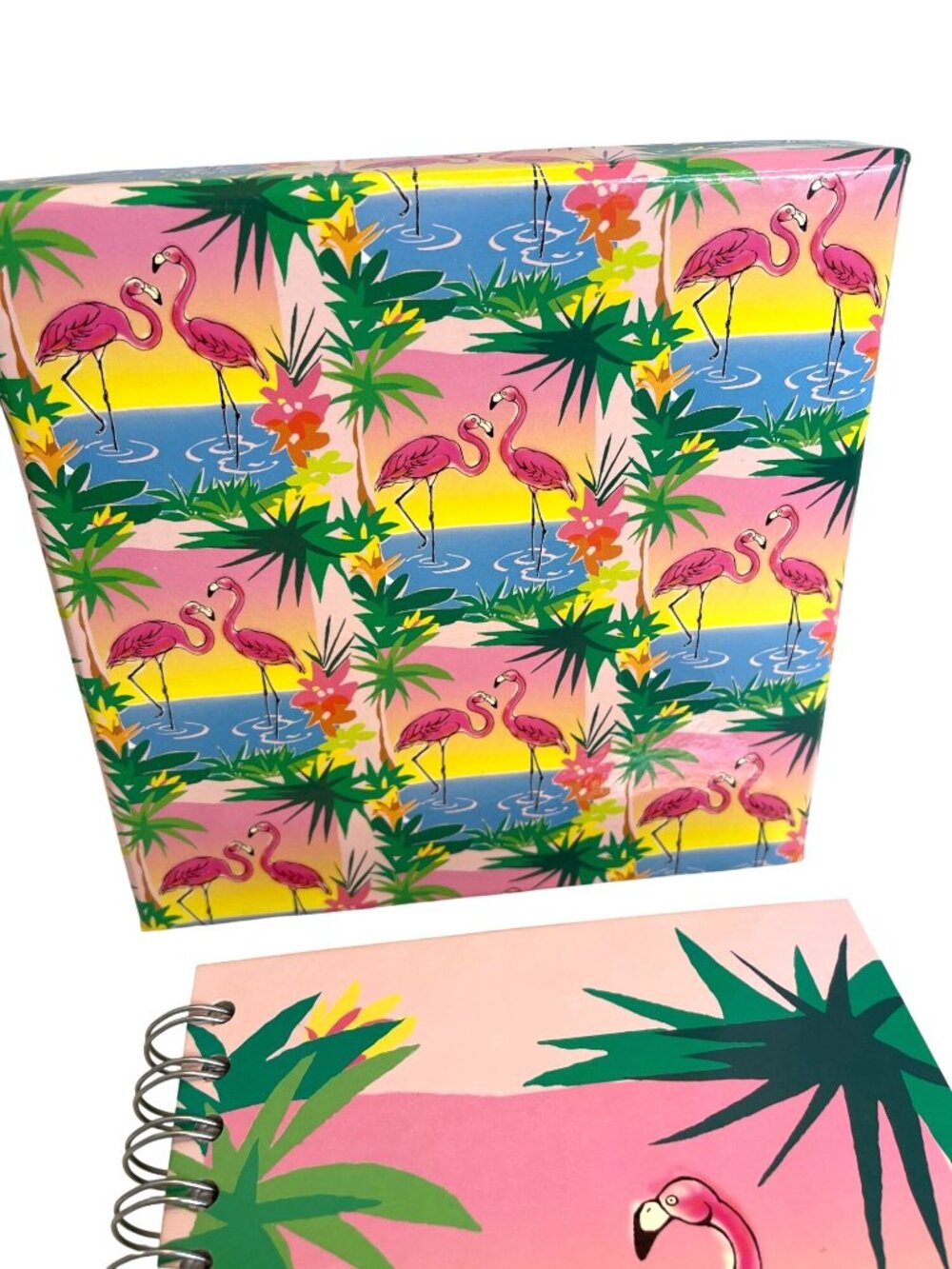 Vintage Flamingo Stationery Desk Gift 7 Pc Set Office Storage Box Journal Pencil - Picture 11 of 14